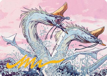 Image of Twinmaw Stormbrood Art Card (39/54) (Gold-Stamped Signature) [Tarkir: Dragonstorm Art Series]
