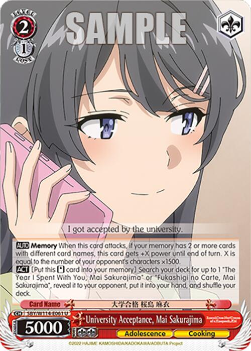 Image of University Acceptance, Mai Sakurajima (SBY/W114-E061 U) [Rascal Does Not Dream Series]