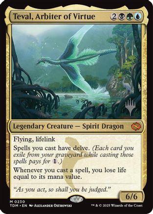Image of Teval, Arbiter of Virtue (Promo Pack) [Tarkir: Dragonstorm Promos]