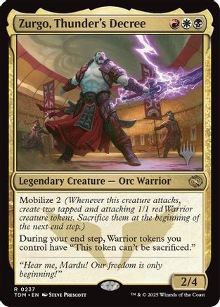 Image of Zurgo, Thunder's Decree (Promo Pack) [Tarkir: Dragonstorm Promos]