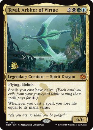 Image of Teval, Arbiter of Virtue [Tarkir: Dragonstorm Prerelease Promos]