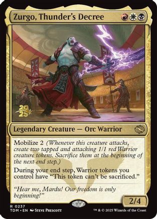 Image of Zurgo, Thunder's Decree [Tarkir: Dragonstorm Prerelease Promos]