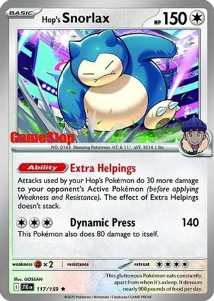 Image of Hop's Snorlax (117/159) (GameStop) (Cosmos Holo) [Scarlet & Violet: Journey Together]
