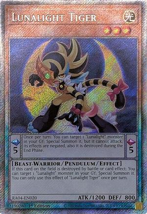 Image of Lunalight Tiger [RA04-EN020] Platinum Secret Rare