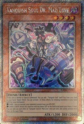 Image of Vanquish Soul Dr. Mad Love [RA04-EN045] Platinum Secret Rare