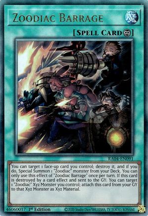 Image of Zoodiac Barrage [RA04-EN091] Prismatic Ultimate Rare