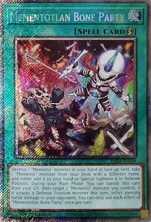 Image of Mementotlan Bone Party [RA04-EN099] Platinum Secret Rare