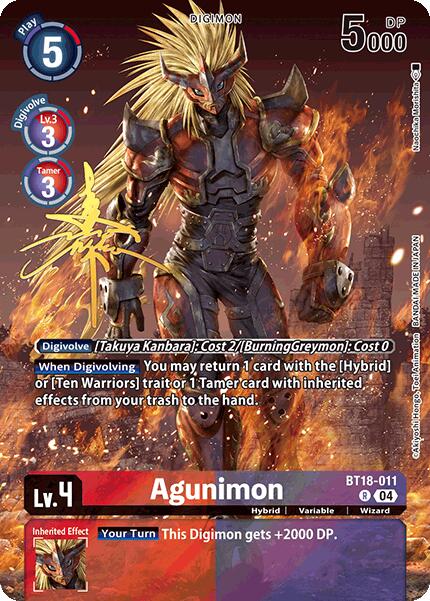 Image of Agunimon [BT18-011] (Rare Pull) [World Convergence]