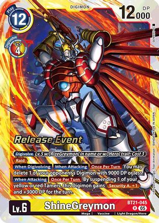 Image of ShineGreymon (BT21-045) - World Convergence Release Event Cards Foil