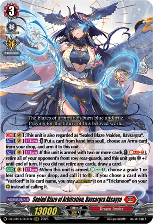 Image of Sealed Blaze of Arbitration, Bavsargra Aksayya (DZ-BT07/001EN) [Moon Fangs & Cerulean Blaze]
