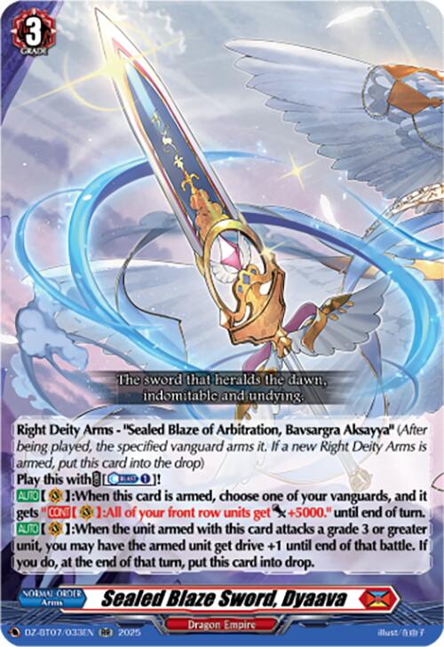 Image of Sealed Blaze Sword, Dyaava (DZ-BT07/033EN) [Moon Fangs & Cerulean Blaze]