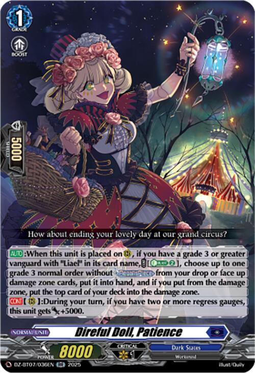 Image of Direful Doll, Patience (DZ-BT07/036EN) [Moon Fangs & Cerulean Blaze]