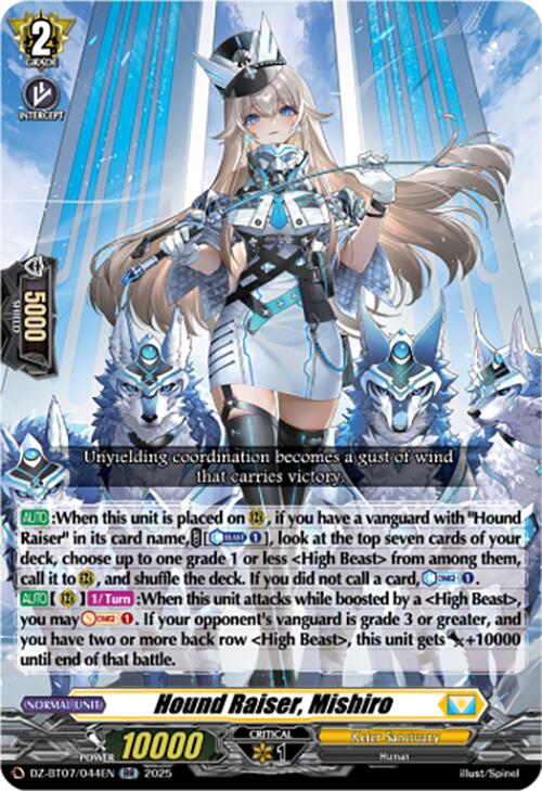 Image of Hound Raiser, Mishiro (DZ-BT07/044EN) [Moon Fangs & Cerulean Blaze]