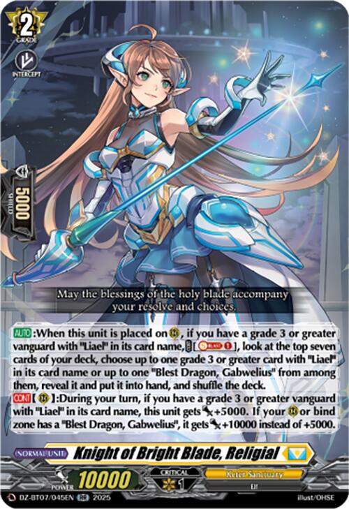 Image of Knight of Bright Blade, Religial (DZ-BT07/045EN) [Moon Fangs & Cerulean Blaze]