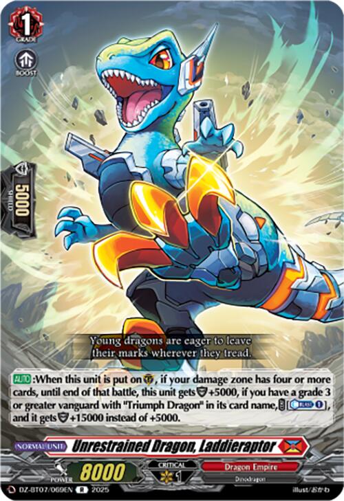 Image of Unrestrained Dragon, Laddieraptor (DZ-BT07/069EN) [Moon Fangs & Cerulean Blaze]