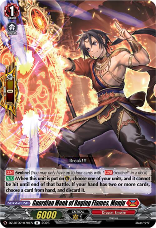 Image of Guardian Monk of Raging Flames, Monju (DZ-BT07/070EN) [Moon Fangs & Cerulean Blaze]