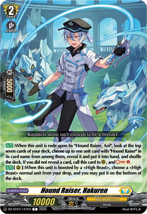 Image of Hound Raiser, Hakuren (DZ-BT07/127EN) [Moon Fangs & Cerulean Blaze]