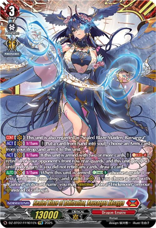 Image of Sealed Blaze of Arbitration, Bavsargra Aksayya (DZ-BT07/FFR01EN) [Moon Fangs & Cerulean Blaze]