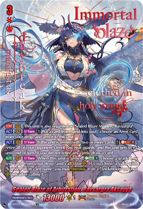 Image of Sealed Blaze of Arbitration, Bavsargra Aksayya (DZ-BT07/SEC01EN) [Moon Fangs & Cerulean Blaze]