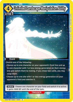 Image of Unlimited Landscape Manipulation Ability (UE07BT/SAO-1-033) - UE07BT Sword Art Online