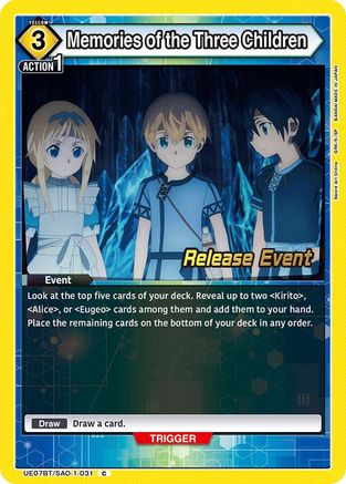 Image of Memories of the Three Children (UE07BT/SAO-1-031) - UE07BT Sword Art Online Release Event Cards