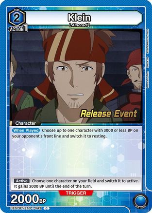 Image of Klein (042) (UE07BT/SAO-1-042) - UE07BT Sword Art Online Release Event Cards