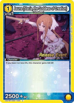 Image of Asuna (Stacia, the Goddess of Creation) (020) (UE07BT/SAO-1-020) - UE07BT Sword Art Online Release Event Cards
