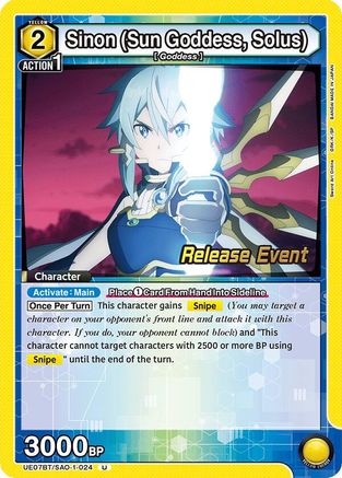 Image of Sinon (Sun Goddess, Solus) (024) (UE07BT/SAO-1-024) - UE07BT Sword Art Online Release Event Cards