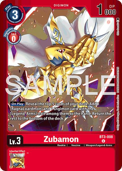 Image of Zubamon [BT3-008] (Limited Card Pack -Billion Bullet-) [Limited Card Pack -Billion Bullet-]