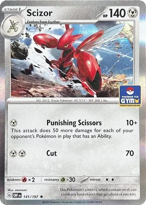 Image of Scizor (141/197) (Pokemon Gym Promo) [Scarlet & Violet: Obsidian Flames]