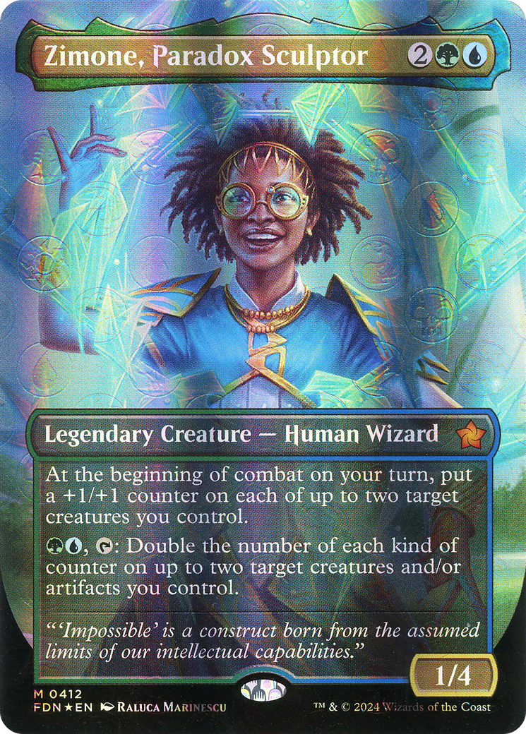 Image of Zimone, Paradox Sculptor (Borderless) (Mana Foil) [Foundations]