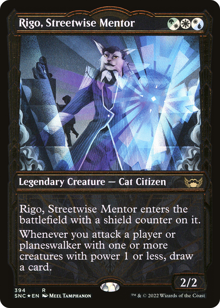 Image of Rigo, Streetwise Mentor (Showcase Golden Age Gilded Foil) [Streets of New Capenna]