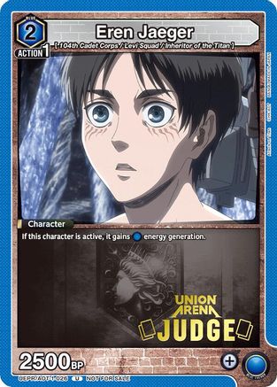 Image of Eren Jaeger (Judge Pack) (UEPR/AOT-1-026) - Union Arena Promotion Cards Foil