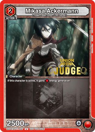 Image of Mikasa Ackermann (Judge Pack) (UEPR/AOT-1-087) - Union Arena Promotion Cards Foil