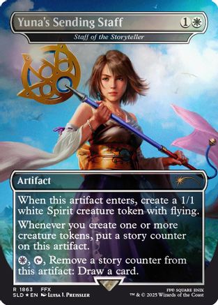 Image of Yuna's Sending Staff - Staff of the Storyteller (Rainbow Foil) [Secret Lair Drop Series]