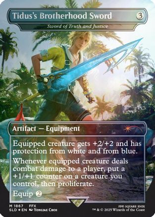 Image of Tidus's Brotherhood Sword - Sword of Truth and Justice (Rainbow Foil) [Secret Lair Drop Series]