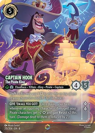 Image of Captain Hook - The Pirate King (Enchanted) (215/204) [Reign of Jafar]