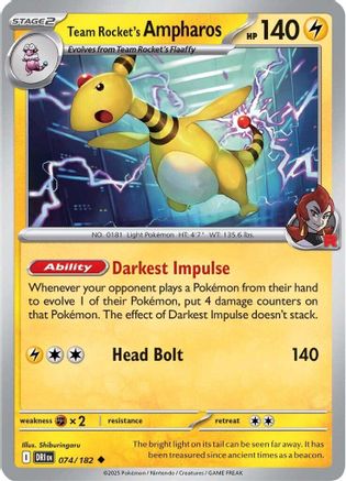 Image of Team Rocket's Ampharos (074/182) [Scarlet & Violet: Destined Rivals]