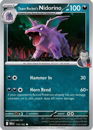 Image of Team Rocket's Nidorino (118/182) [Scarlet & Violet: Destined Rivals]