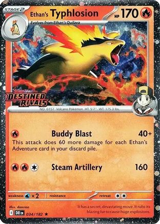 Image of Ethan's Typhlosion (034/182) (Destined Rivals Stamp) [Scarlet & Violet: Destined Rivals]