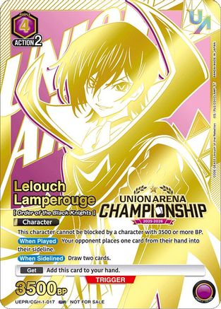 Image of Lelouch Lamperouge (Regionals 25-26) (UEPR/CGH-1-017) - Union Arena Promotion Cards Foil