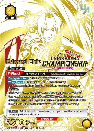 Image of Edward Elric (Regionals 25-26) (UEPR/FMA-1-012) - Union Arena Promotion Cards Foil