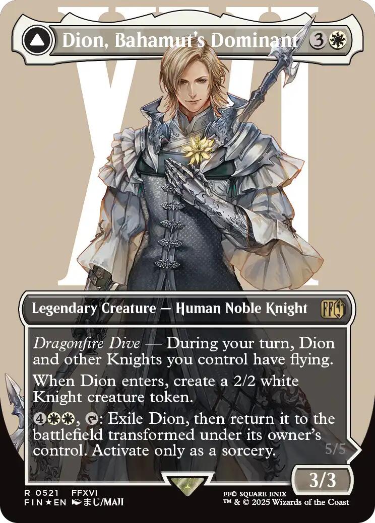 Image of Dion, Bahamut's Dominant // Bahamut, Warden of Light (Borderless) (Surge Foil) [FINAL FANTASY]