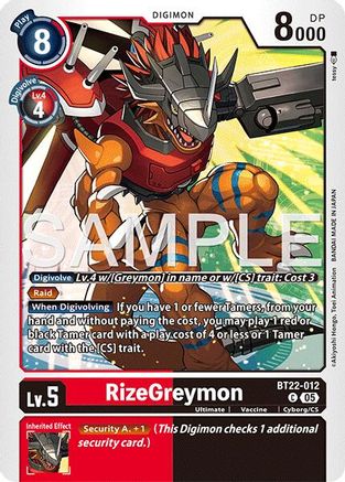 Image of RizeGreymon [BT22-012] [Cyber Eden]