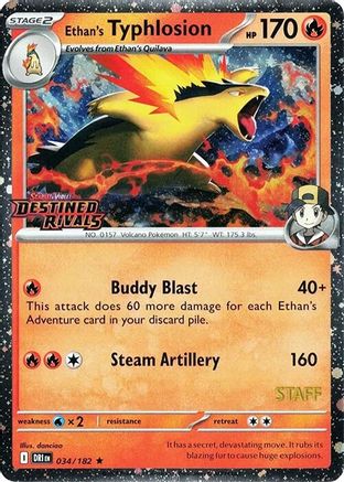 Image of Ethan's Typhlosion (034/182) (Prerelease Staff) [Scarlet & Violet: Destined Rivals]