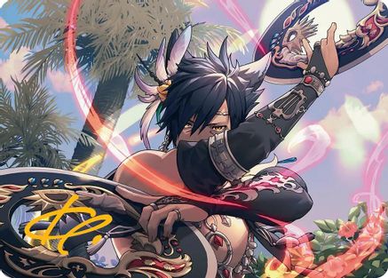 Image of Dancer's Chakrams Art Card (Gold-Stamped Signature) [FINAL FANTASY Art Series]