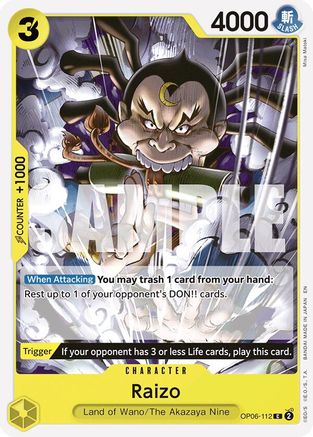 Image of Raizo (Reprint) (OP06-112) - Starter Deck 28: GREEN/YELLOW Yamato