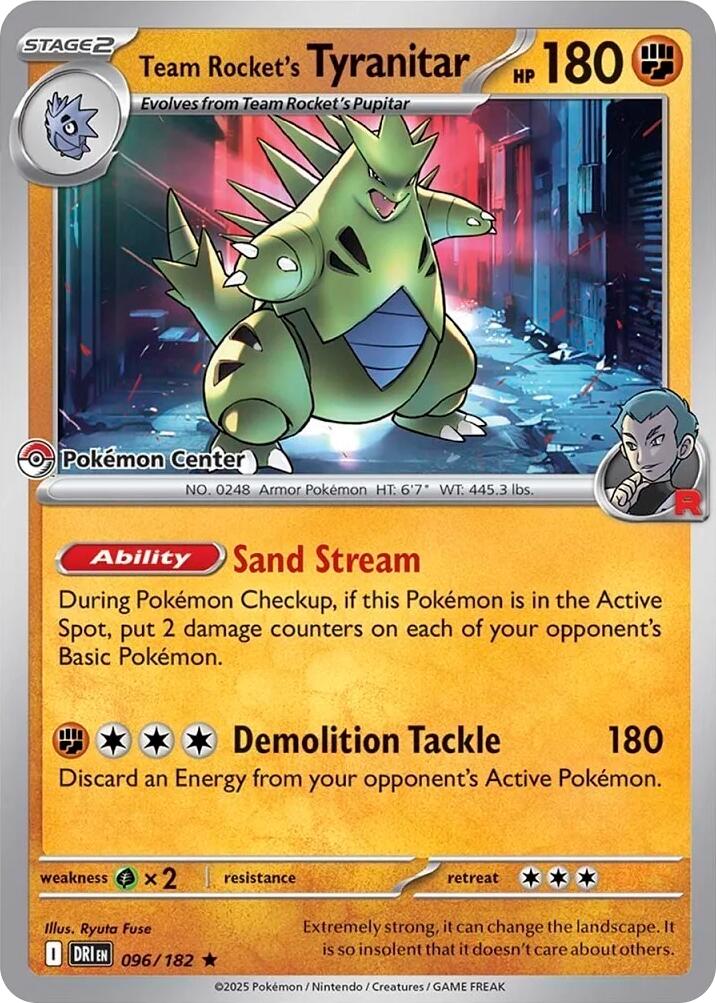 Image of Team Rocket's Tyranitar (096/182) (Pokemon Center Exclusive) [Miscellaneous Cards]