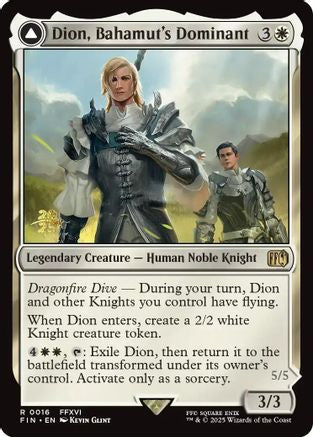 Image of Dion, Bahamut's Dominant // Bahamut, Warden of Light [FINAL FANTASY Prerelease Promo]