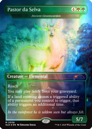 Image of Pastor da Selva - Ancient Greenwarden (Rainbow Foil) [Secret Lair Drop Series]
